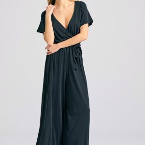 Wrap jumpsuit with belt