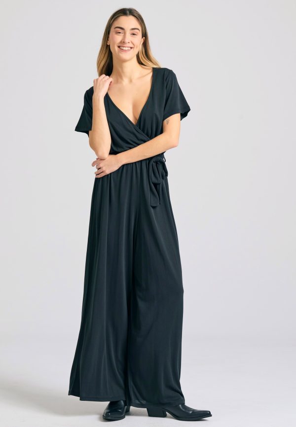 Wrap jumpsuit with belt