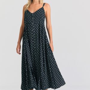 All over printed linen blend maxi dress