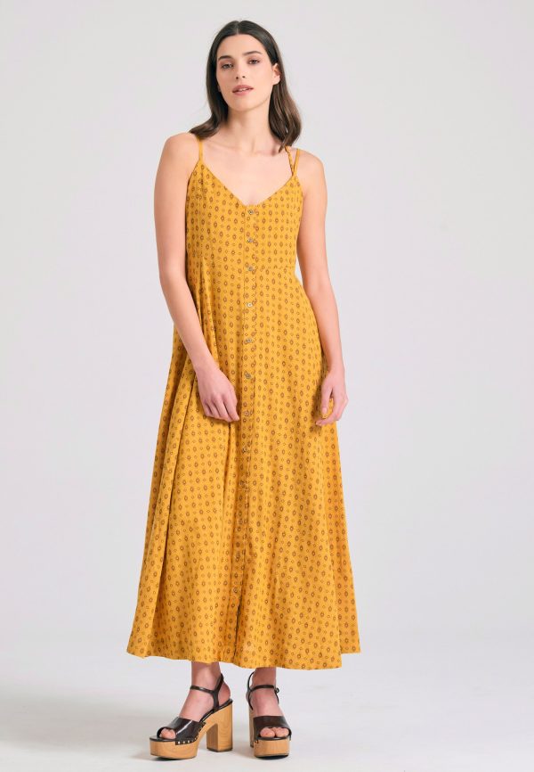 All over printed linen blend maxi dress - Image 2