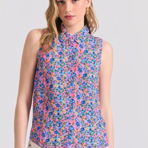 Women's sleeveless floral printed shirt