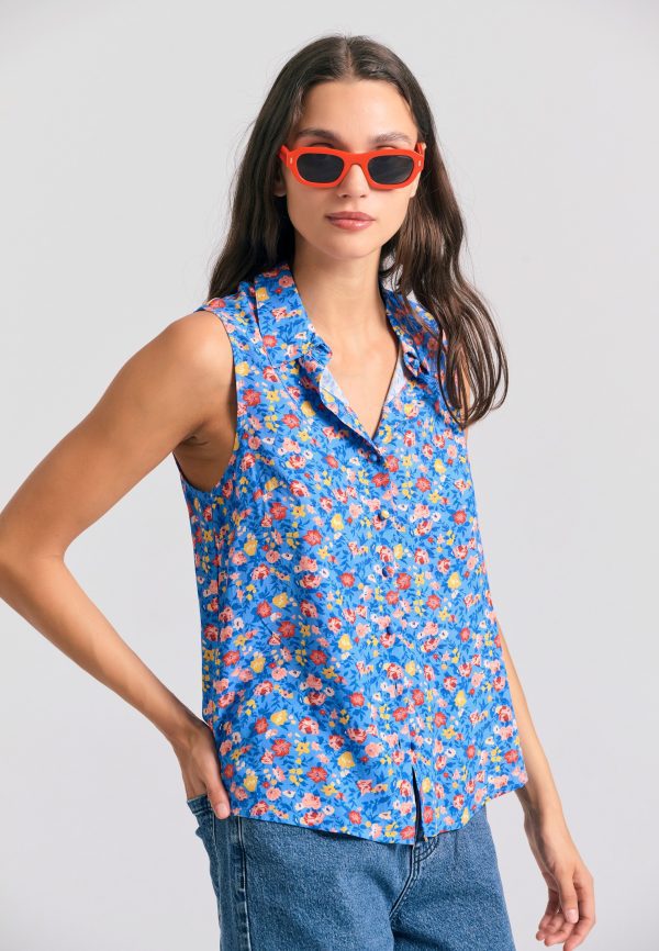Women's sleeveless floral printed shirt - Image 2