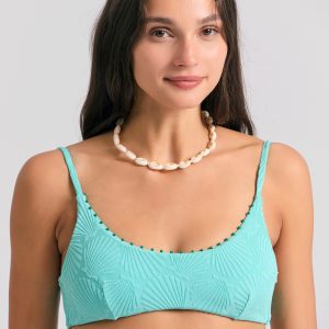 Bikini top jacquard with decorative beads