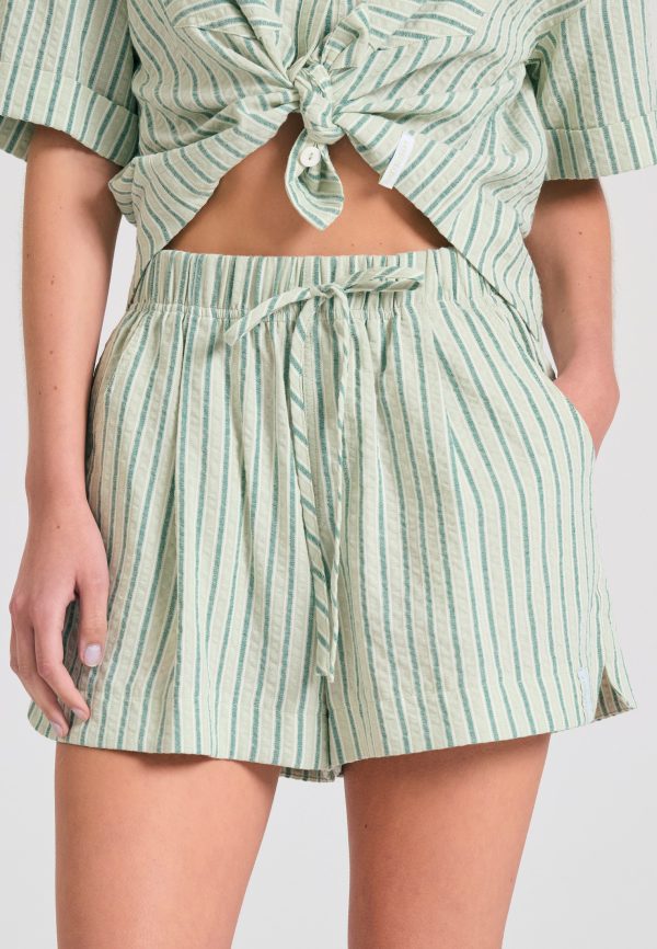 Loose fit striped shorts with elastic waistband - Image 2