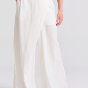 Lyocell blend pants with asymmetrical clasp