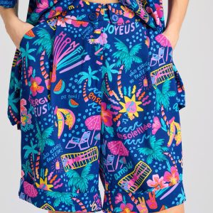 Women's shorts with all over tropical print