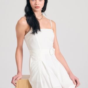 Lyocell blend jumpsuit shorts with belt