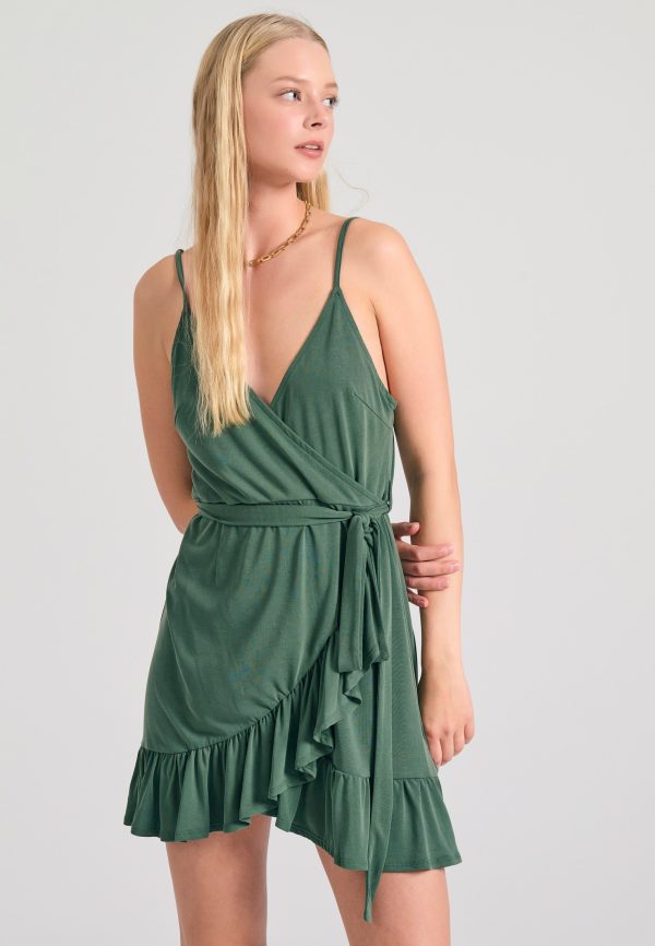 Mini wrapped dress with ruffles
