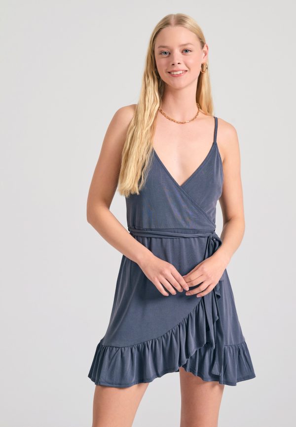 Mini wrapped dress with ruffles
