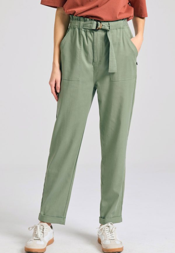 Lyocell blend pants with waist belt - Image 2