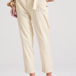 Lyocell blend pants with waist belt