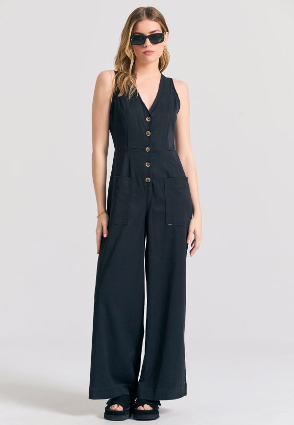 Lyocell blend jumpsuit with pockets - Image 2