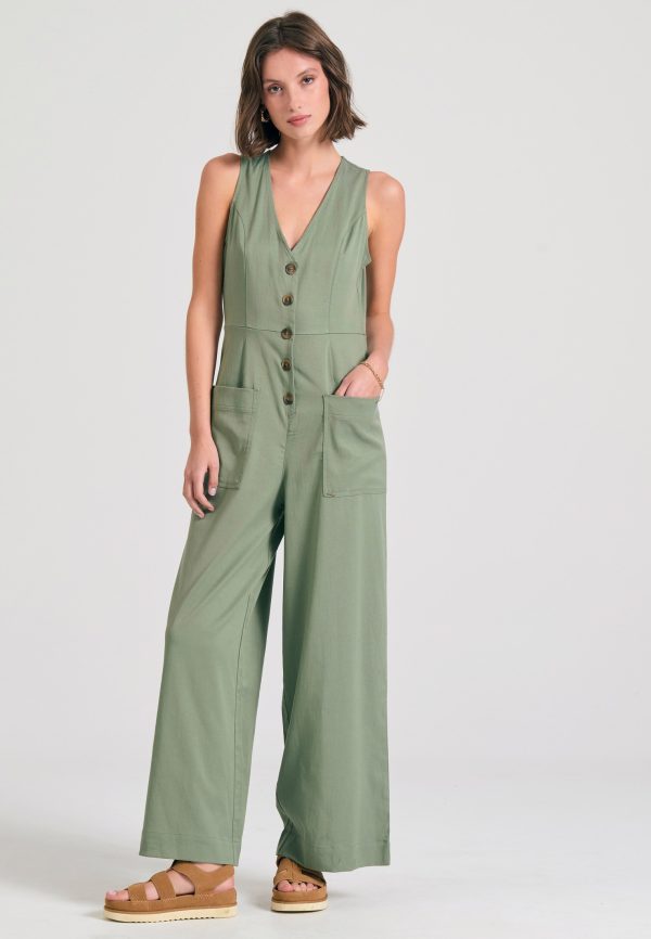 Lyocell blend jumpsuit with pockets - Image 3