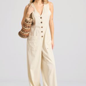 Lyocell blend jumpsuit with pockets