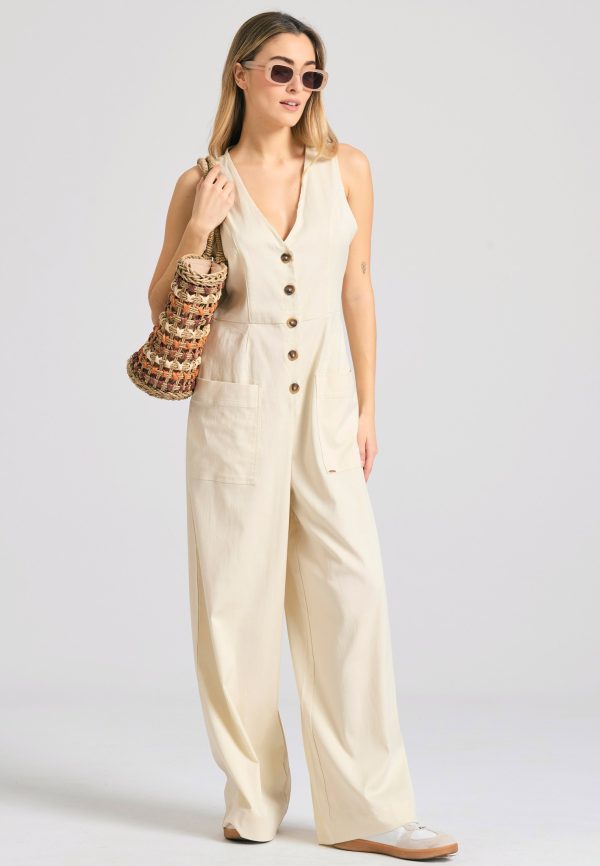 Lyocell blend jumpsuit with pockets