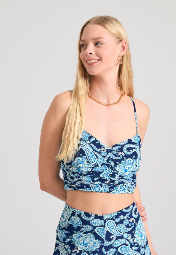All over printed viscose cropped top