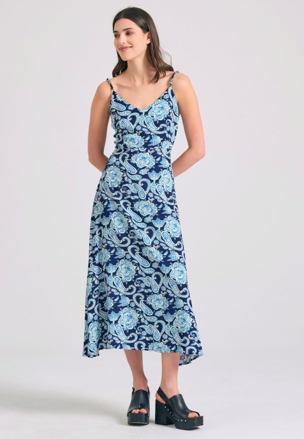 All over printed viscose midi dress