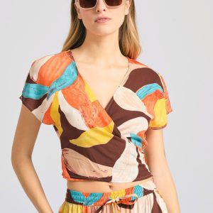 All over printed cropped top in ethnic look