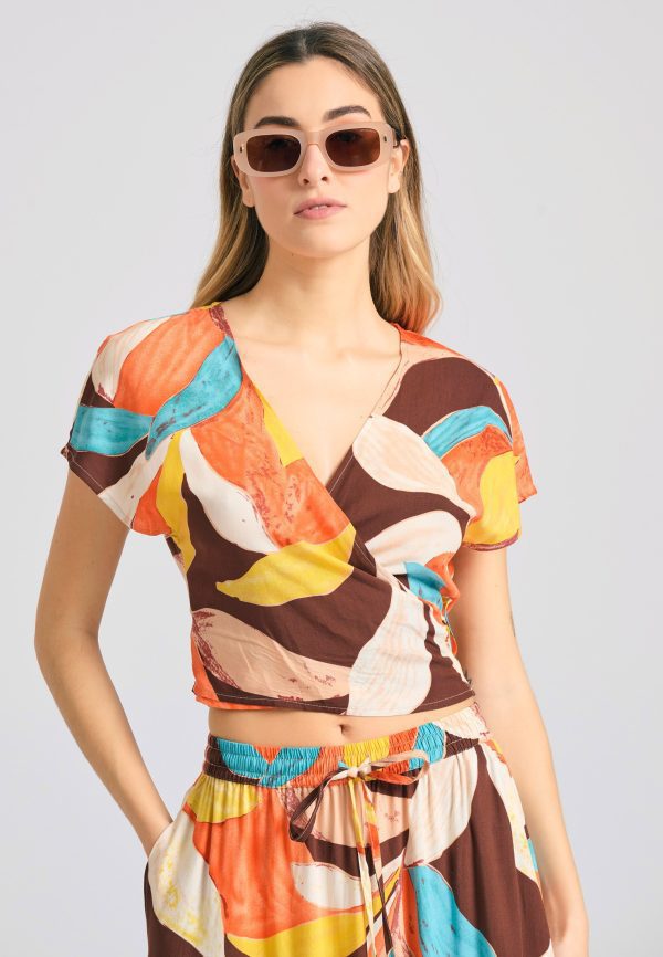 All over printed cropped top in ethnic look