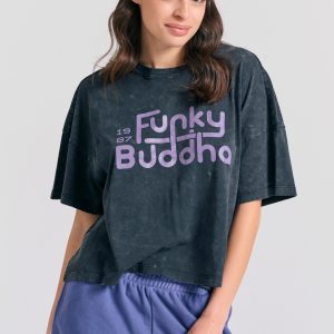 Oversized garment dyed t-shirt with branded print