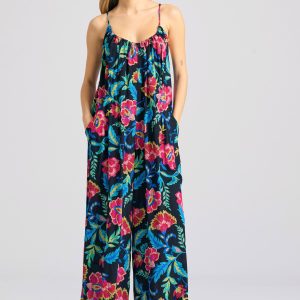 Loose fit jumpsuit with embroidery design