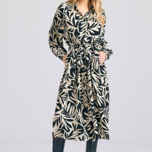 Oversized all over printed viscose midi dress