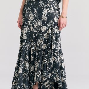 All over printed maxi wrapped skirt with ruffles