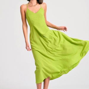Lyocell blend midi dress with open back