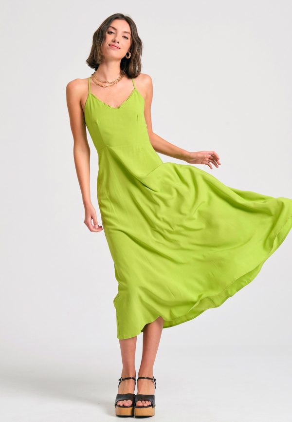 Lyocell blend midi dress with open back
