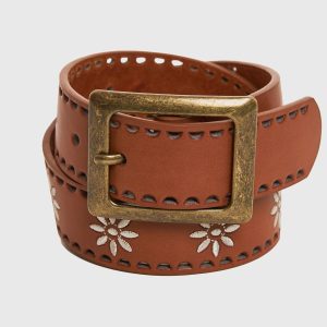 Women's leather blend belt