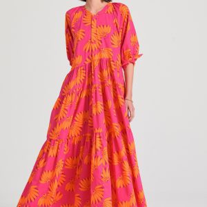 Loose fit midi dress with exotic print