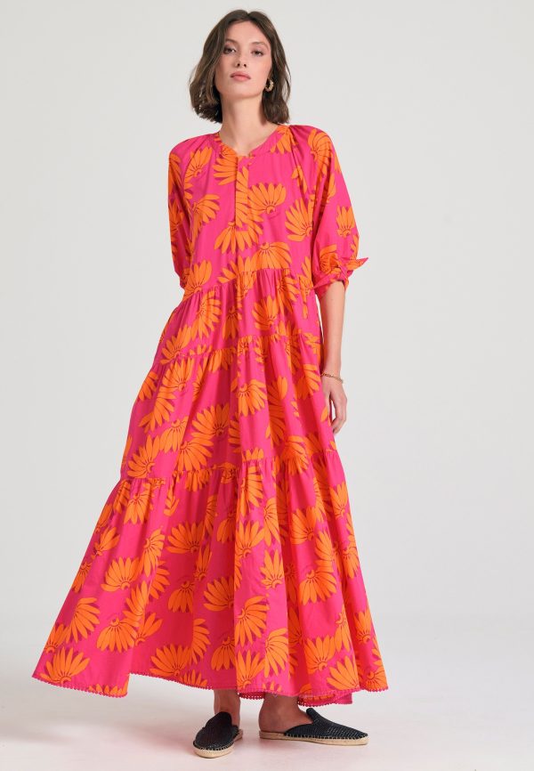 Loose fit midi dress with exotic print