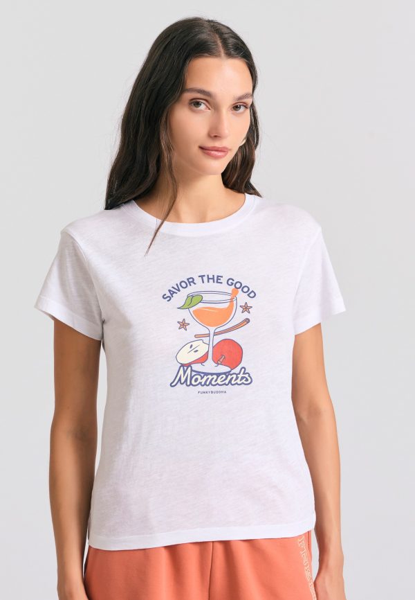 Women's t-shirt with graphic print on the chest - Image 2