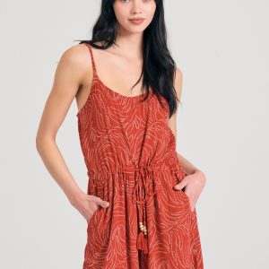 Artificial silk jumpsuit shorts