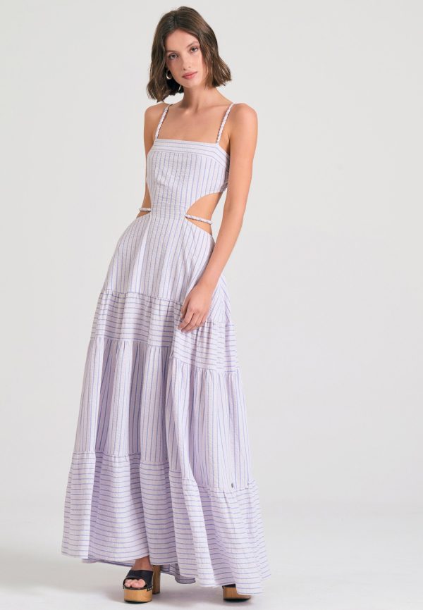 Maxi striped dress with cut out details