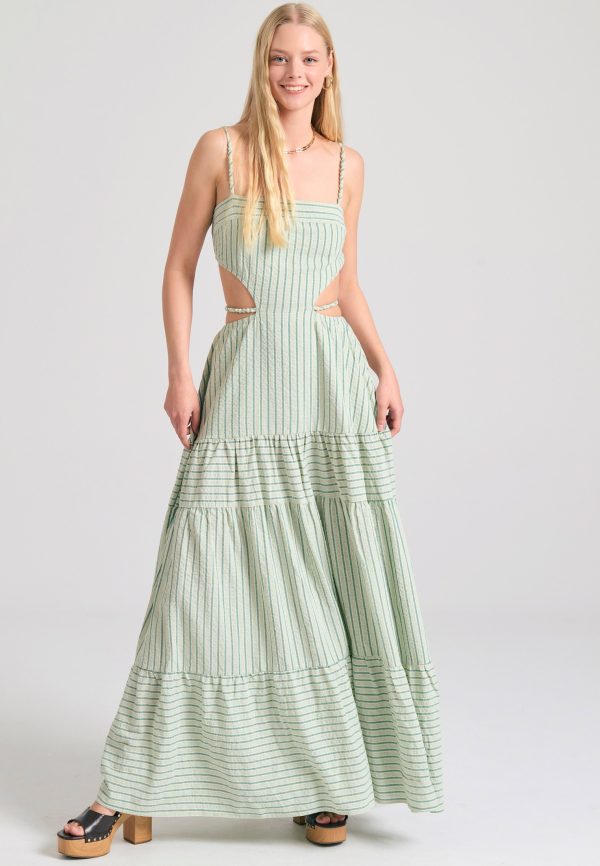 Maxi striped dress with cut out details - Image 2