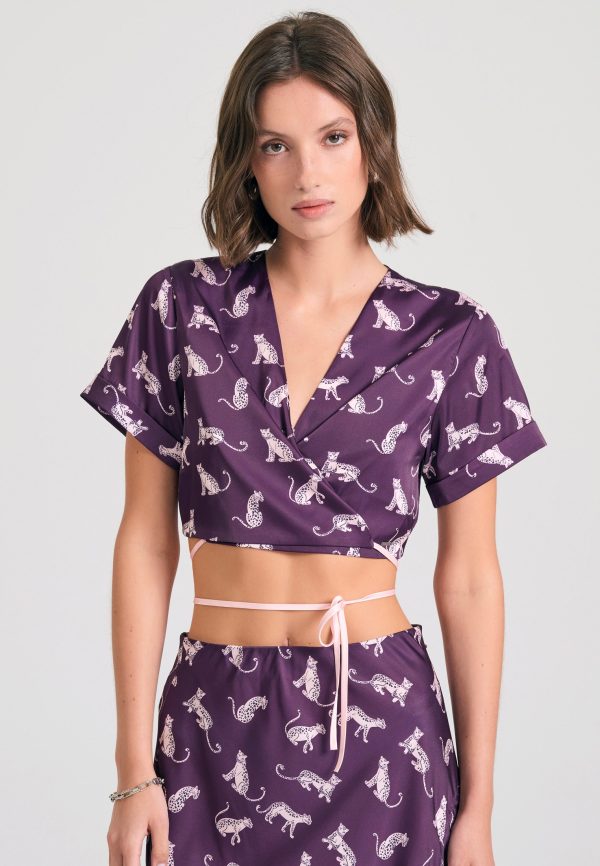 Wrap cropped top with cut out details - Image 2