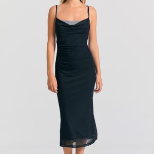 Midi drape dress with tulle