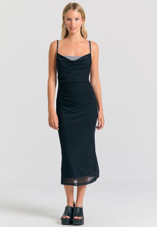 Midi drape dress with tulle