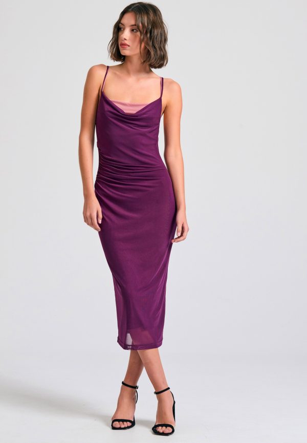Midi drape dress with tulle - Image 2