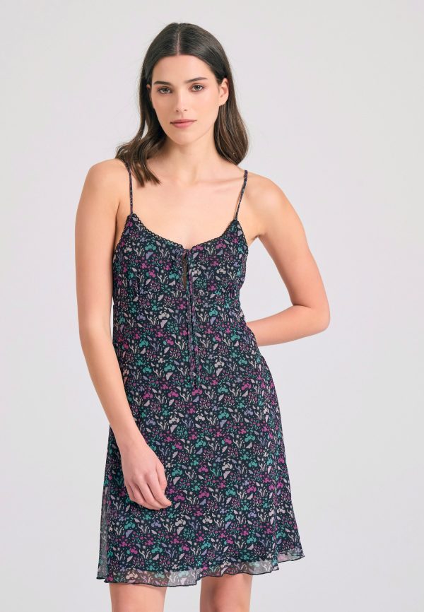 Mini  tulle dress with floral all over print