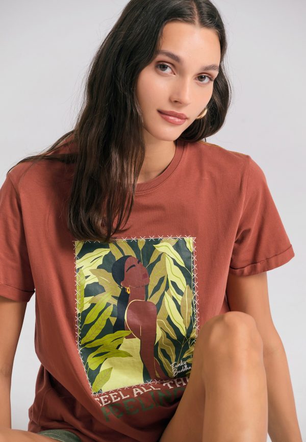 Organic cotton women's t-shirt with print in boho look - Image 2
