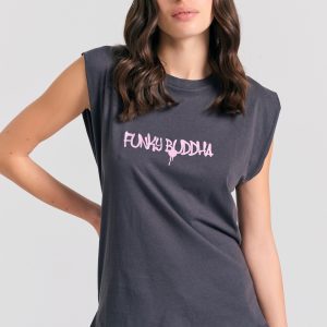Women's t-shirt with text artwork print on the back