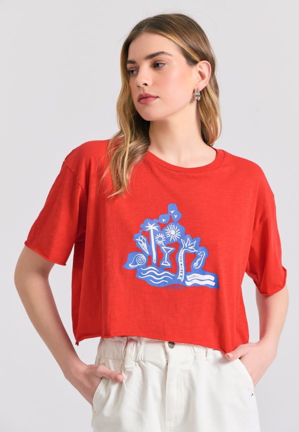 Women's oversized t-shirt with print on the chest - Image 2