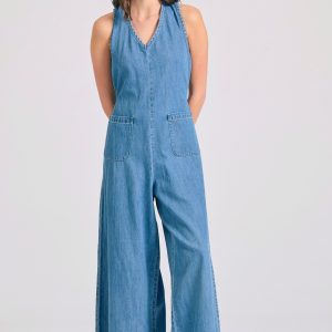 Lyocell blend denim jumpsuit