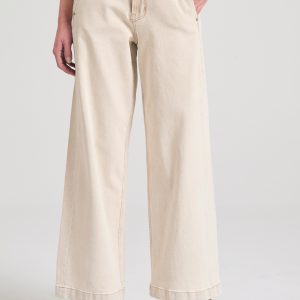 Women's wide leg garment dyed jeans