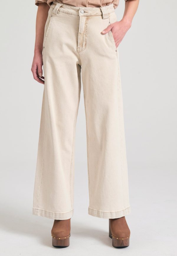 Women's wide leg garment dyed jeans