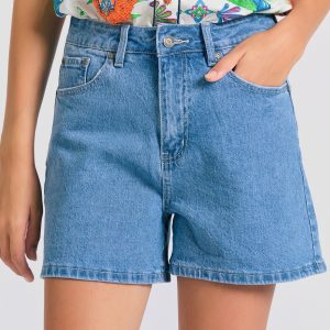Women's denim shorts with light fading