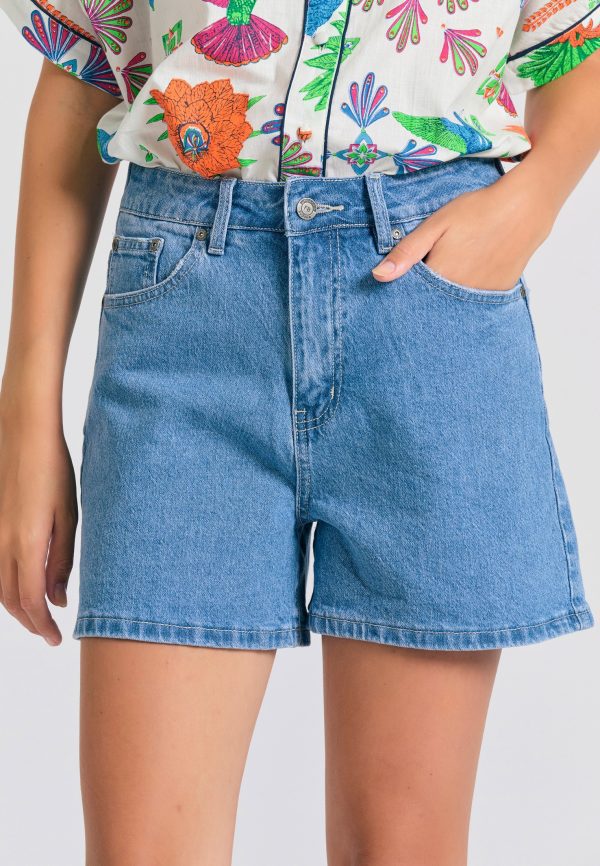 Women's denim shorts with light fading