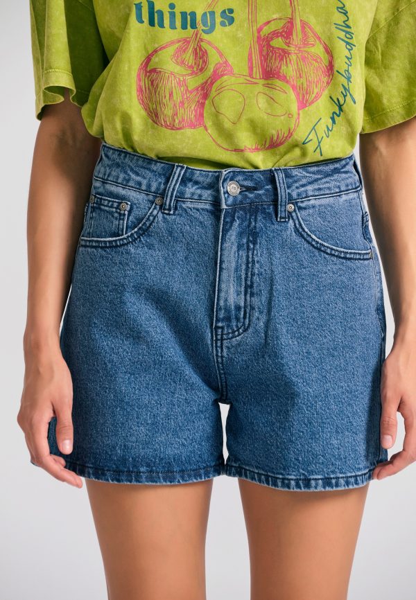 Women's denim shorts with light fading - Image 2